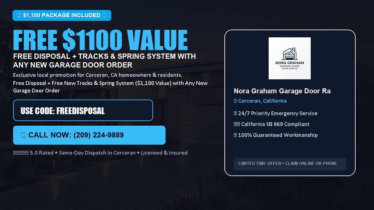 Free Disposal + Free New Tracks & Spring System with Any New Garage Door Order ($1100 Value) in Corcoran, CA